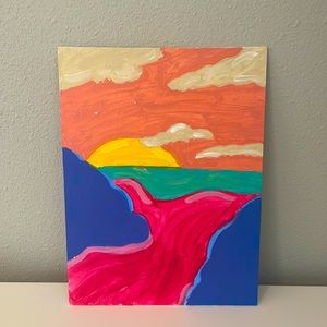Pop Art Sunset. 9”x12” canvas panel art